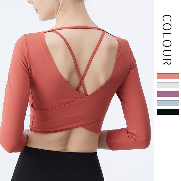 yoga outfit style beautiful back sports long-sleeved t-shirt cross-strap fitness for women with chest pad
yoga outfit style beautiful back sports long-sleeved t-shirt cross-strap fitness for women with chest pad