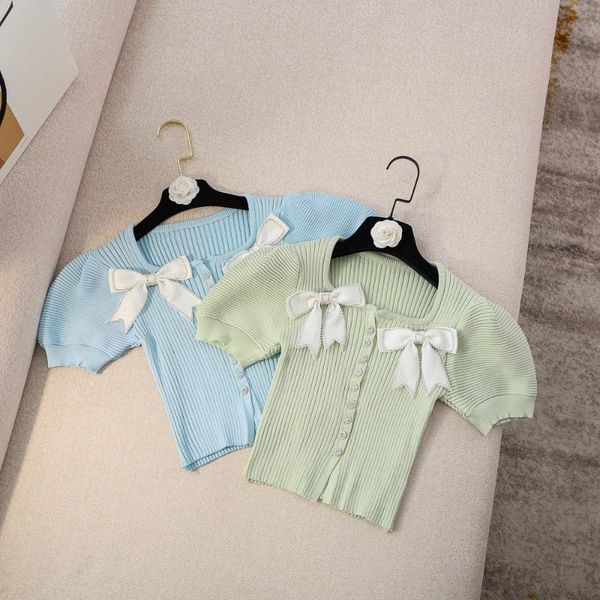 women's knits & tees 2021 summer puff sleeve square neck bowknot thread knit slim women 0417, White
women's knits & tees 2021 summer puff sleeve square neck bowknot thread knit slim women 0417, White