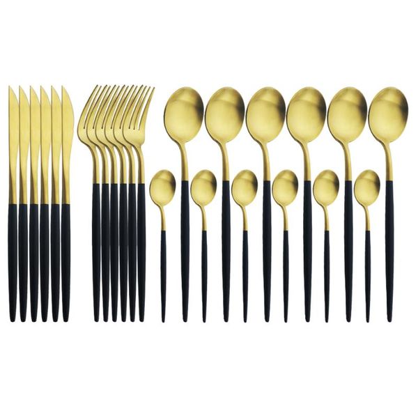 round handle matte black gold dinnerware set 304 stainless steel tableware knife fork spoon flatware cutlery service for 6 sets
round handle matte black gold dinnerware set 304 stainless steel tableware knife fork spoon flatware cutlery service for 6 sets