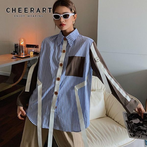 women's blouses & shirts cheerart england style blue striped long sleeve blouse women ribbon color block button down shirt designer 202, White
women's blouses & shirts cheerart england style blue striped long sleeve blouse women ribbon color block button down shirt designer 202, White