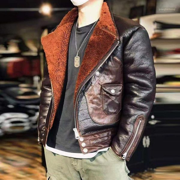 men's leather & faux lzp1951 avfly european size super warm genuine sheep coat mens big b3 shearling bomber military fur jacket, Black
men's leather & faux lzp1951 avfly european size super warm genuine sheep coat mens big b3 shearling bomber military fur jacket, Black