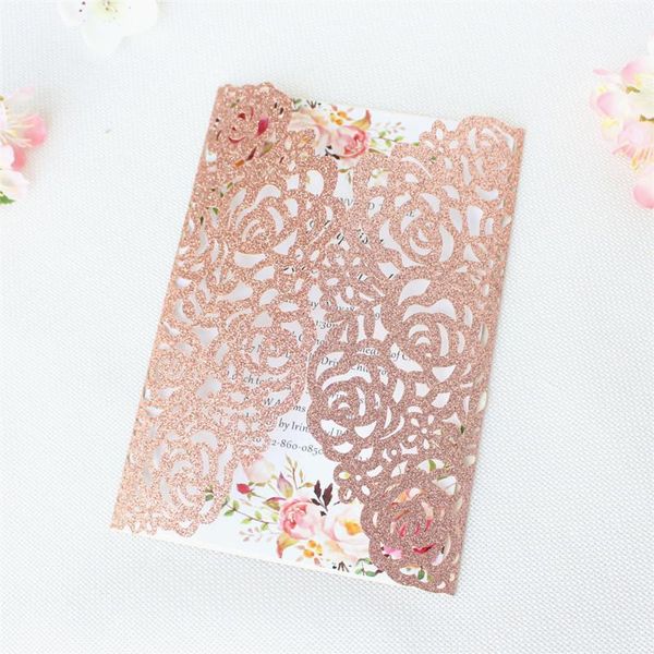 greeting cards (100 pieces/lot) luxury rose gold glittery wedding invitations with bowknot customized print quinceanera birthday ic055
greeting cards (100 pieces/lot) luxury rose gold glittery wedding invitations with bowknot customized print quinceanera birthday ic055