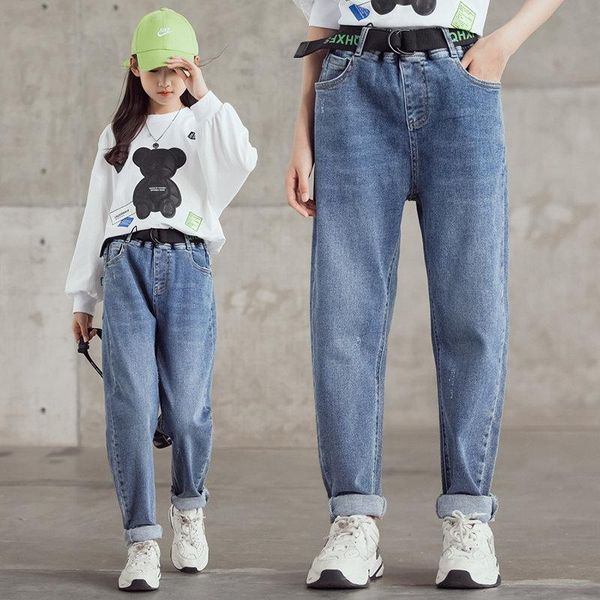 jeans teen girl high waisted spring autumn pants with belt children's loose korean denim casual style trousers clothes, Blue
jeans teen girl high waisted spring autumn pants with belt children's loose korean denim casual style trousers clothes, Blue