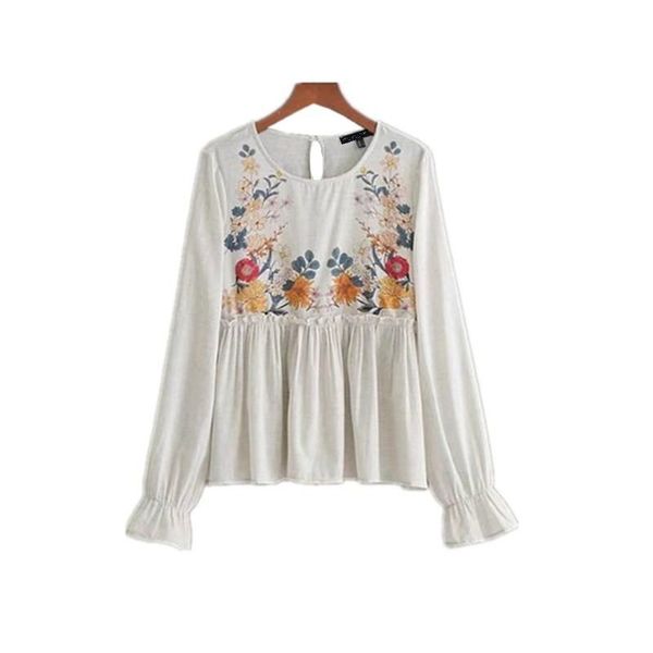 women's blouses & shirts women ruffles shirt print blouse cotton long sleeve round neck pleated hem casual loose bluas, White
women's blouses & shirts women ruffles shirt print blouse cotton long sleeve round neck pleated hem casual loose bluas, White