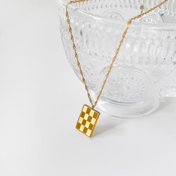 pendant necklaces allme minimalist gold rectangle checkerboard necklace geometric textured twist singapore chain gift, Silver
pendant necklaces allme minimalist gold rectangle checkerboard necklace geometric textured twist singapore chain gift, Silver