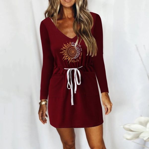 casual dresses 40# long sleeves drawstring mini dress women vintage print v-neck for women loose plus size vestidos, Black;gray
casual dresses 40# long sleeves drawstring mini dress women vintage print v-neck for women loose plus size vestidos, Black;gray