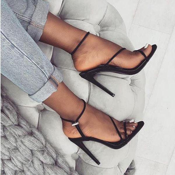 cross strap women's sandals with metal buckle decoration round toe ultra-fine high-heeled candy color shoes, Black
cross strap women's sandals with metal buckle decoration round toe ultra-fine high-heeled candy color shoes, Black