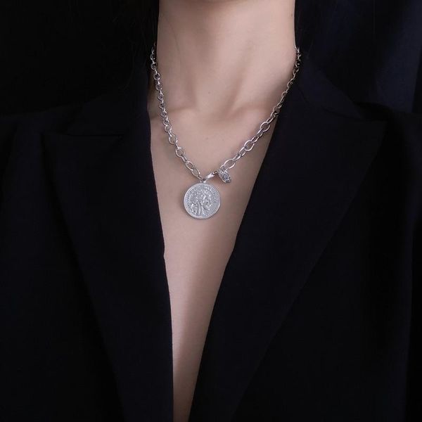 chain necklace female coin pendants cold wind clavicle ins in europe and the temperament of thick restoring ancie pendant necklaces, Silver
chain necklace female coin pendants cold wind clavicle ins in europe and the temperament of thick restoring ancie pendant necklaces, Silver