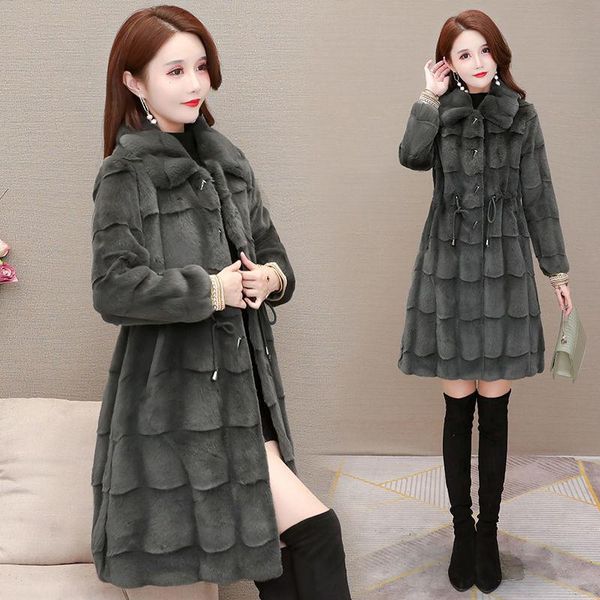 women's fur & faux 2021 winter women mink coat female long imitation lapel overcoat casual thick warm plus size plush coats z608, Black
women's fur & faux 2021 winter women mink coat female long imitation lapel overcoat casual thick warm plus size plush coats z608, Black