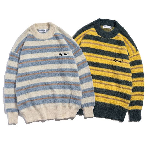 men's sweaters furry striped knitted sweaters, men and women, warm large winter loose woolen clothes, street clothes, White;black
men's sweaters furry striped knitted sweaters, men and women, warm large winter loose woolen clothes, street clothes, White;black