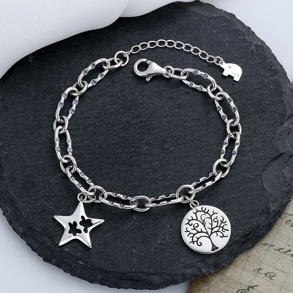 chaosheng s925 sterling silver round brand leaf five pointed star thai silver bracelet fashionable and versatile ins tid0 hand ornament, Golden;silver
chaosheng s925 sterling silver round brand leaf five pointed star thai silver bracelet fashionable and versatile ins tid0 hand ornament, Golden;silver