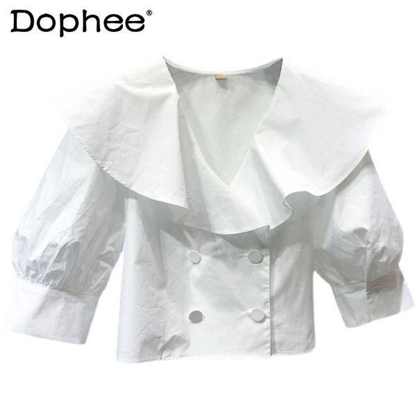 women's blouses & shirts korean style sweet blouse loose v-neck white shirt for women large ruffled puff sleeve blusas short elegant al
women's blouses & shirts korean style sweet blouse loose v-neck white shirt for women large ruffled puff sleeve blusas short elegant al