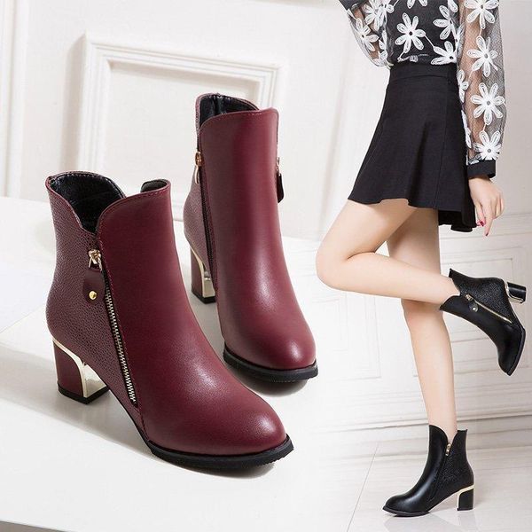 boots large size high heel ankle women side zipper thick round toe non-slip short for q13-55, Black
boots large size high heel ankle women side zipper thick round toe non-slip short for q13-55, Black