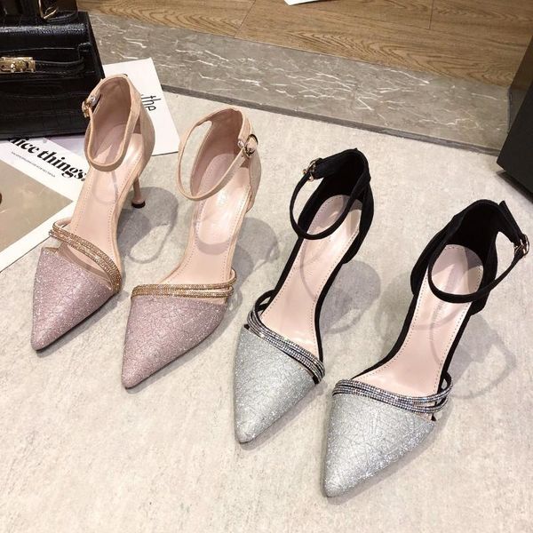 high heels sandals women summer fashion 2021 sequined cloth dress buckle strap shallow cover heel thin bling breathable, Black
high heels sandals women summer fashion 2021 sequined cloth dress buckle strap shallow cover heel thin bling breathable, Black
