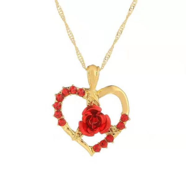 love heart red rose pendant necklace women girl lady gold color choker fashion jewelry for valentine's day gift necklaces, Silver
love heart red rose pendant necklace women girl lady gold color choker fashion jewelry for valentine's day gift necklaces, Silver