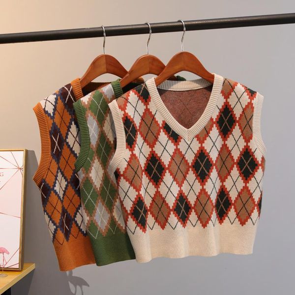women's vests school style v neck vintage argyle sweater vest women sleeveless plaid knitted crop sweaters casual autumn elegant knitti, Black;white
women's vests school style v neck vintage argyle sweater vest women sleeveless plaid knitted crop sweaters casual autumn elegant knitti, Black;white