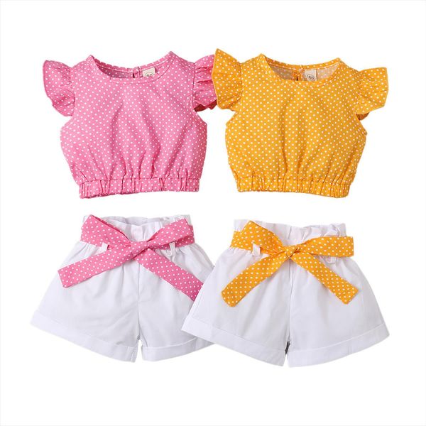 3 pieces kids suit set, polka dots print round neck fly sleeve shorts waistband for girls, 1 5 years, White
3 pieces kids suit set, polka dots print round neck fly sleeve shorts waistband for girls, 1 5 years, White