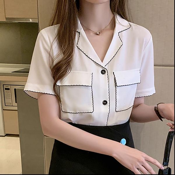 notched womens blouses short sleeve chiffon blouse white shirt women clothes summer button pockets korean fashion chemisier femme
notched womens blouses short sleeve chiffon blouse white shirt women clothes summer button pockets korean fashion chemisier femme