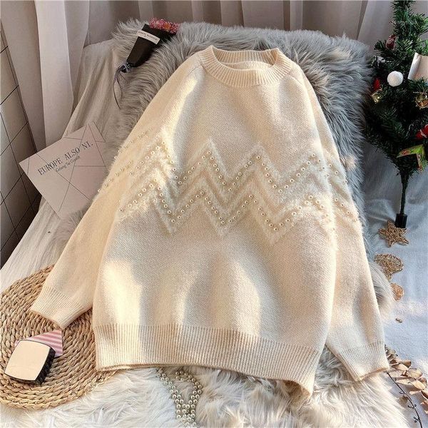 women's sweaters beaded knitted women sweater pullovers autumn winter 2021 o-neck loose thicken warm female pulls outwear coats, White;black
women's sweaters beaded knitted women sweater pullovers autumn winter 2021 o-neck loose thicken warm female pulls outwear coats, White;black