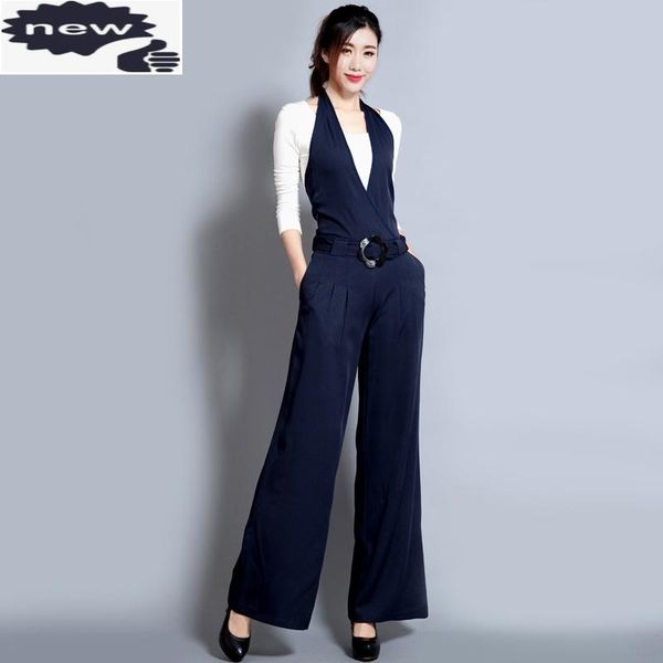 spring casual trousers black slim wide leg pants hanging neck bib jumpsuit ladies with sashes jumpsuits loose women's & rompers, Black;white
spring casual trousers black slim wide leg pants hanging neck bib jumpsuit ladies with sashes jumpsuits loose women's & rompers, Black;white