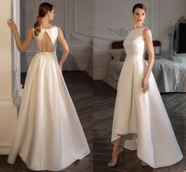 vestidos de noiva elegant asymmetrical wedding dresses 2021 satin bateau sleeveless backless hi-lo bridal gowns mariage, White
vestidos de noiva elegant asymmetrical wedding dresses 2021 satin bateau sleeveless backless hi-lo bridal gowns mariage, White