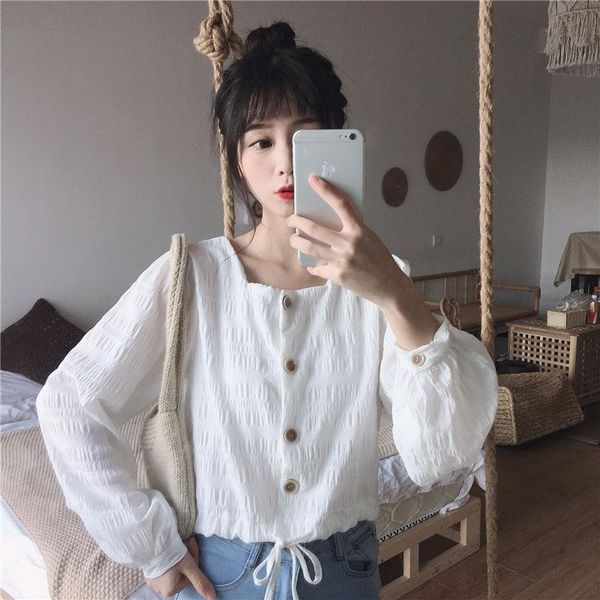 women's t-shirt autumn fashion korean style loose drawstring short white shirt french square collar puff sleeve top
women's t-shirt autumn fashion korean style loose drawstring short white shirt french square collar puff sleeve top