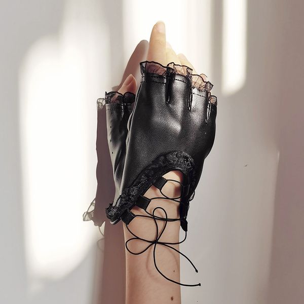 gloves women' leather soft lace bandage personalized punk disco dancing pu half finger cos, Blue;gray
gloves women' leather soft lace bandage personalized punk disco dancing pu half finger cos, Blue;gray