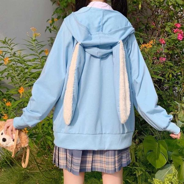 japan style women hoodies spring fashion kawaii rabbit ears sweatshirt long sleeve loose embroidery zip up hoodie coat 210610, Black
japan style women hoodies spring fashion kawaii rabbit ears sweatshirt long sleeve loose embroidery zip up hoodie coat 210610, Black