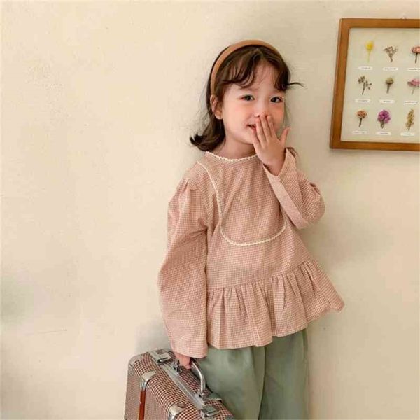 spring arrival girls fashion plaid blouses kids cotton blouse 210528, White;black 
spring arrival girls fashion plaid blouses kids cotton blouse 210528, White;black