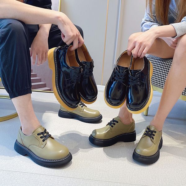 british style big head small leather sho women 2021 muffin thick bottom lovers korean high short boots men, Black
british style big head small leather sho women 2021 muffin thick bottom lovers korean high short boots men, Black