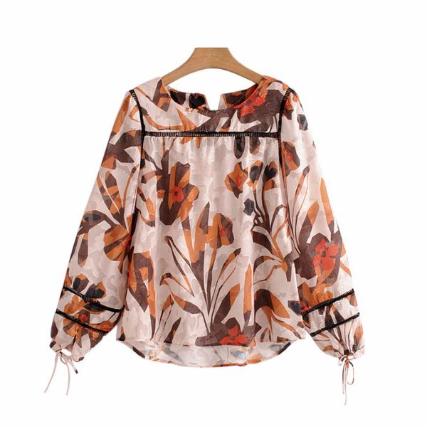 women's blouses & shirts printed lantern sleeves cuffs bow decoration casual blouse for women, White
women's blouses & shirts printed lantern sleeves cuffs bow decoration casual blouse for women, White