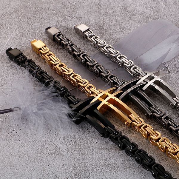 silver/gold/black/vintage black stainless steel fashion byzantine chain bracelet cross bracelet bangle 7mm 8.26''
silver/gold/black/vintage black stainless steel fashion byzantine chain bracelet cross bracelet bangle 7mm 8.26''