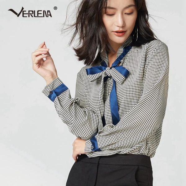 women's blouses & shirts self-tied bow collar houndstooth 100% silk blouse long sleeve elegant vintage shirt verlena 2021 pullo, White
women's blouses & shirts self-tied bow collar houndstooth 100% silk blouse long sleeve elegant vintage shirt verlena 2021 pullo, White