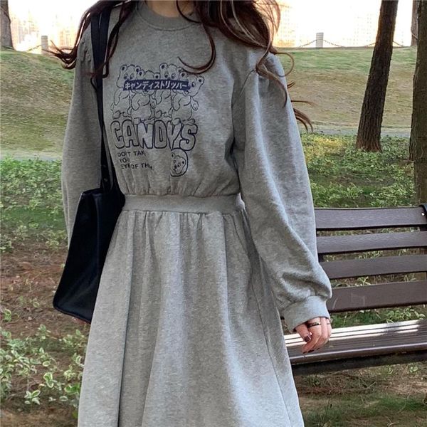 women autumn winter elastic waist long pullover dress gray full sleeve a-line midi sweatshirt casual dresses, Black;gray
women autumn winter elastic waist long pullover dress gray full sleeve a-line midi sweatshirt casual dresses, Black;gray