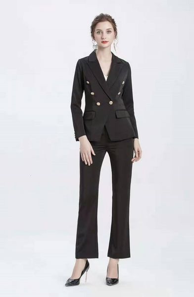 pants 2021 spring autumn notched collar golden button blazer coats+full length pink black pant sets female, White
pants 2021 spring autumn notched collar golden button blazer coats+full length pink black pant sets female, White