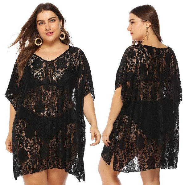 women's swimwear summer plus size womens lace hollow perspective v-neck split beach dress blouse large sun protection skirt -40, White;black
women's swimwear summer plus size womens lace hollow perspective v-neck split beach dress blouse large sun protection skirt -40, White;black