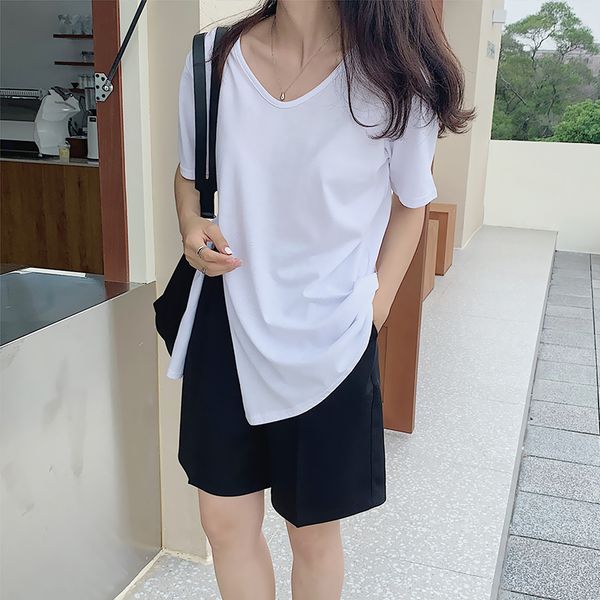 slit shirts for women t shirt black plus size v-neck 2021 summer new pullovers fashion korean short sleeve clothing, White
slit shirts for women t shirt black plus size v-neck 2021 summer new pullovers fashion korean short sleeve clothing, White