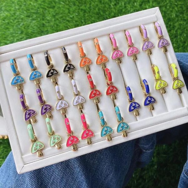 hoop & huggie 5pcs/lot adorable colorful drop oil zircon mushroom earrings, Golden;silver
hoop & huggie 5pcs/lot adorable colorful drop oil zircon mushroom earrings, Golden;silver