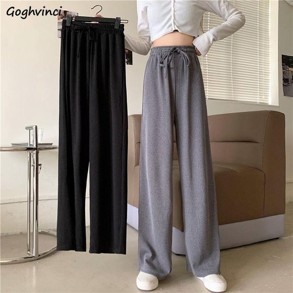 women casual pants autumn solid simple soft plus size 4xl high waist loose wide-leg drawstring leisure fashion chic student lady women', Black;white
women casual pants autumn solid simple soft plus size 4xl high waist loose wide-leg drawstring leisure fashion chic student lady women', Black;white