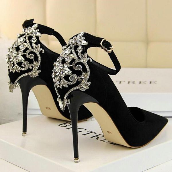 dress shoes drop elegant crystal pointed toe wedding shoe women's solid flock fashion buckle shallow high heels for women, Black
dress shoes drop elegant crystal pointed toe wedding shoe women's solid flock fashion buckle shallow high heels for women, Black