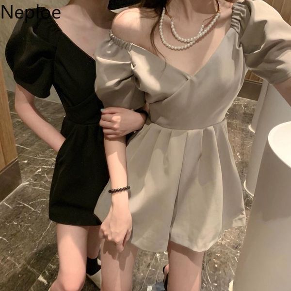 neploe 2021 shoulderless women jumpsuits kong-style v neck short sleeve playsuit fashion high waist bodysuits 81083 women's & rompers, Black;white
neploe 2021 shoulderless women jumpsuits kong-style v neck short sleeve playsuit fashion high waist bodysuits 81083 women's & rompers, Black;white