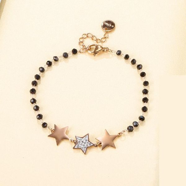 charm bracelets gold-plated five pointed star bracelet for women stainless steel black beads adjustable crystal trendy female jewelry, Golden;silver
charm bracelets gold-plated five pointed star bracelet for women stainless steel black beads adjustable crystal trendy female jewelry, Golden;silver