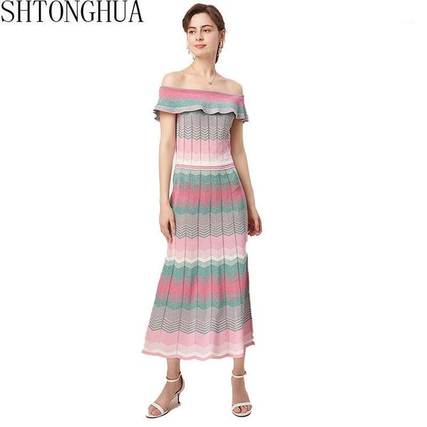 runway bohemian off shoulde slash neck maxi dress 2021 summer wavy stripes color patchwork slim knitted ankle-length, Black;gray
runway bohemian off shoulde slash neck maxi dress 2021 summer wavy stripes color patchwork slim knitted ankle-length, Black;gray