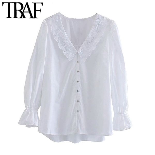 women fashion with embroidered lapels loose blouses vintage long sleeve button-up female shirts blusas chic 210507, White
women fashion with embroidered lapels loose blouses vintage long sleeve button-up female shirts blusas chic 210507, White