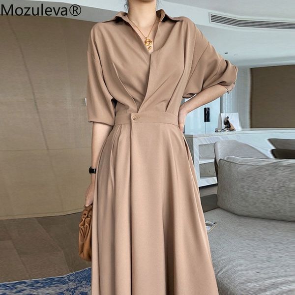 elegant turn-down collar women a-line dress short sleeve elastic waist female shirt summer midi vestidos 210427, Black;gray
elegant turn-down collar women a-line dress short sleeve elastic waist female shirt summer midi vestidos 210427, Black;gray
