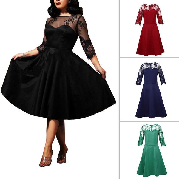 sleeved dress autumn and winter lace drs hepburn women's round neck medium long sleeve splicing long skirt, Black;gray
sleeved dress autumn and winter lace drs hepburn women's round neck medium long sleeve splicing long skirt, Black;gray