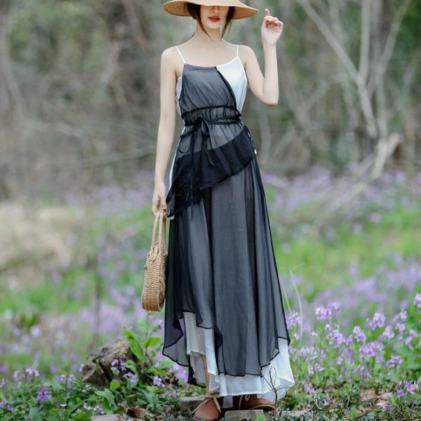 casual dresses johnature women suspender dress o-neck sleeveless cotton solid color patchwork belt clothes 2021 summer comfortable, Black;gray
casual dresses johnature women suspender dress o-neck sleeveless cotton solid color patchwork belt clothes 2021 summer comfortable, Black;gray