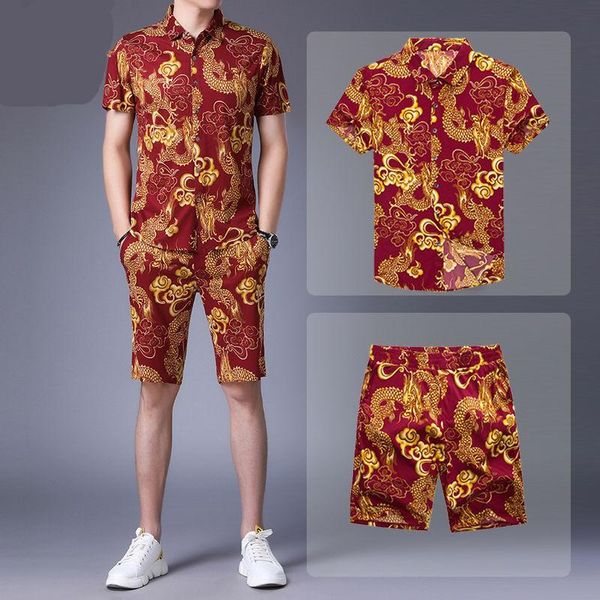 men's tracksuits summer refreshing short-sleeved shirt set 3d dragon print golden + shorts 2-piece fashion casual beach clothing, Gray
men's tracksuits summer refreshing short-sleeved shirt set 3d dragon print golden + shorts 2-piece fashion casual beach clothing, Gray