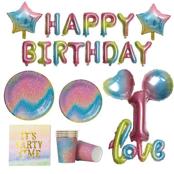 1pack rainbow starry sky disposable paper cup plate napkins for wedding happy birthday foil balloon decoration party supplies dinnerware
1pack rainbow starry sky disposable paper cup plate napkins for wedding happy birthday foil balloon decoration party supplies dinnerware