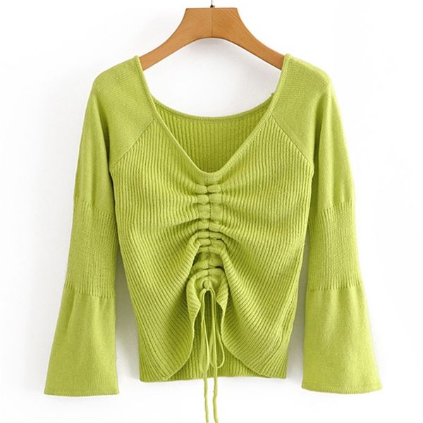 women casual sweaters spring autumn drawstring short knitted clothes soft pullovers fashion female loose outwear 210422, White;black
women casual sweaters spring autumn drawstring short knitted clothes soft pullovers fashion female loose outwear 210422, White;black